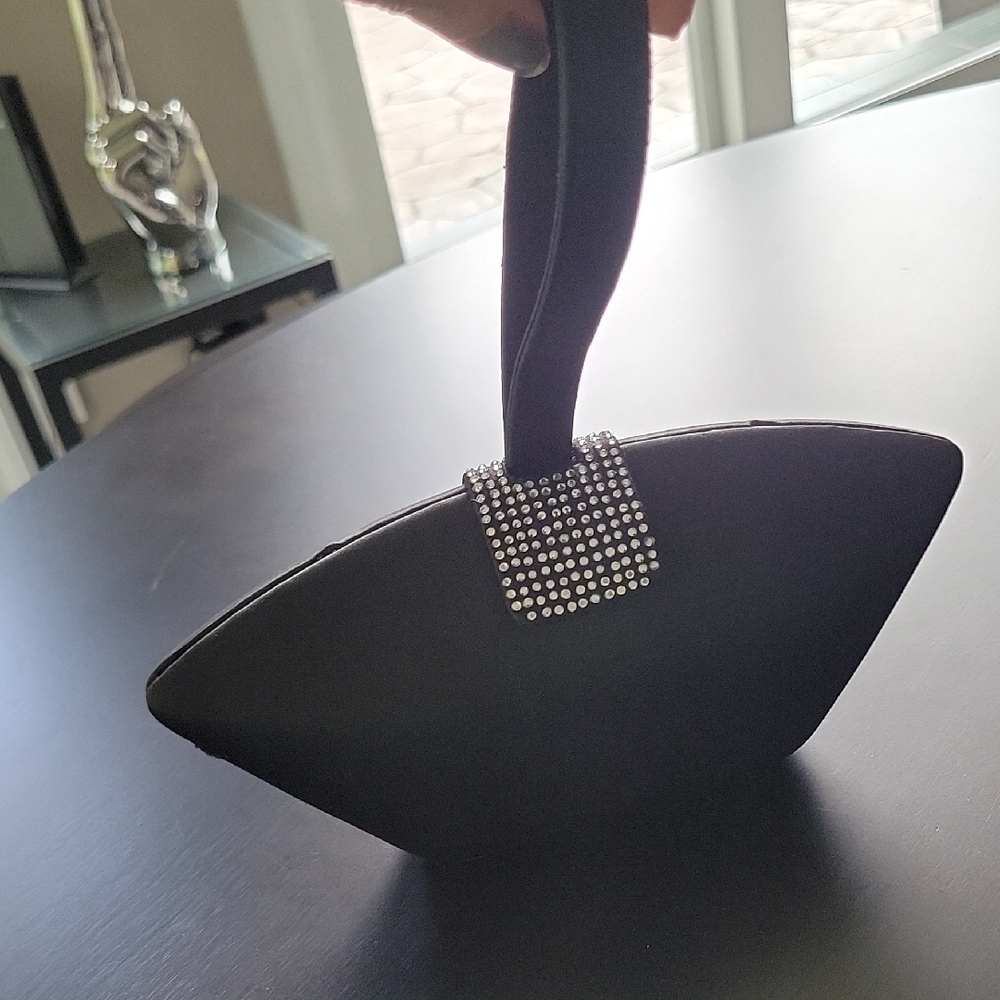 Black Evening Clutch with Rhinestone Detail